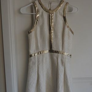 Akira white and gold skater dress NWT
